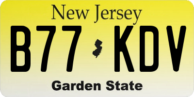 NJ license plate B77KDV