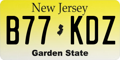 NJ license plate B77KDZ
