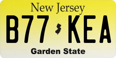 NJ license plate B77KEA