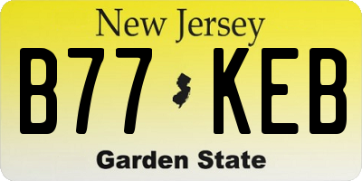 NJ license plate B77KEB