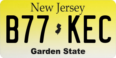 NJ license plate B77KEC