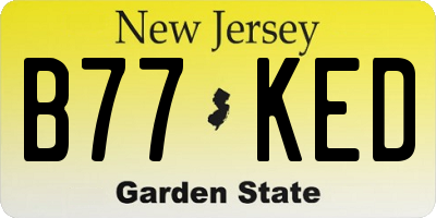 NJ license plate B77KED