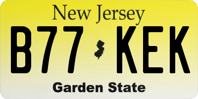 NJ license plate B77KEK
