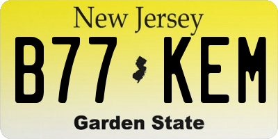 NJ license plate B77KEM