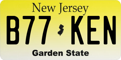 NJ license plate B77KEN