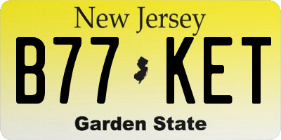 NJ license plate B77KET