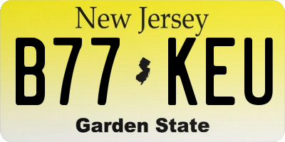 NJ license plate B77KEU