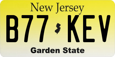 NJ license plate B77KEV