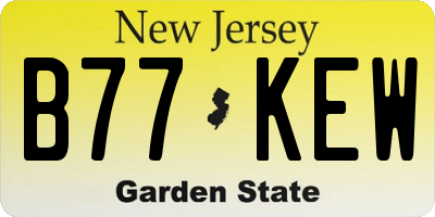 NJ license plate B77KEW