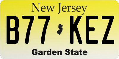 NJ license plate B77KEZ