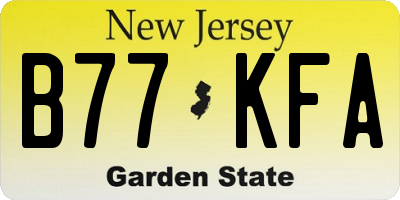 NJ license plate B77KFA
