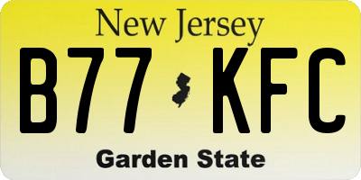 NJ license plate B77KFC