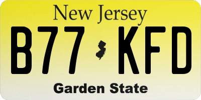 NJ license plate B77KFD