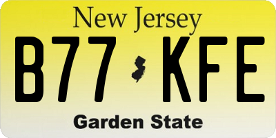 NJ license plate B77KFE