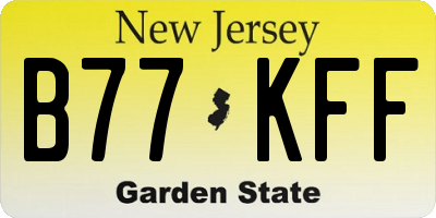 NJ license plate B77KFF