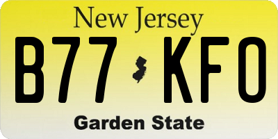 NJ license plate B77KFO