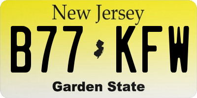 NJ license plate B77KFW
