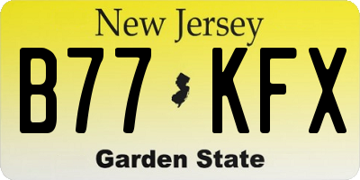 NJ license plate B77KFX