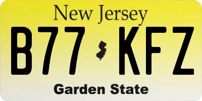 NJ license plate B77KFZ