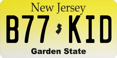 NJ license plate B77KID