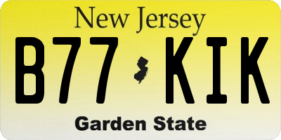 NJ license plate B77KIK