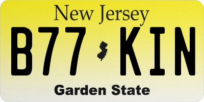 NJ license plate B77KIN