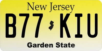 NJ license plate B77KIU