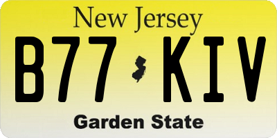 NJ license plate B77KIV