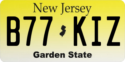 NJ license plate B77KIZ