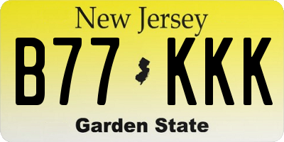 NJ license plate B77KKK