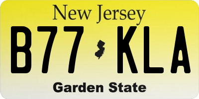 NJ license plate B77KLA