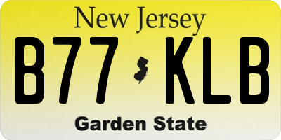 NJ license plate B77KLB