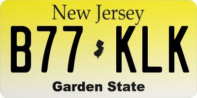 NJ license plate B77KLK