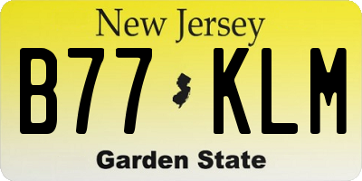 NJ license plate B77KLM