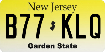 NJ license plate B77KLQ