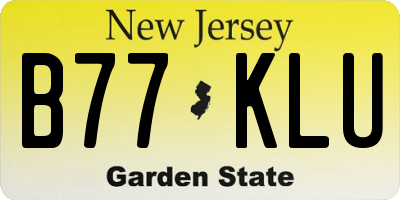 NJ license plate B77KLU