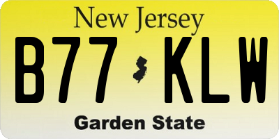 NJ license plate B77KLW