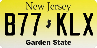 NJ license plate B77KLX