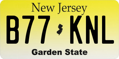 NJ license plate B77KNL