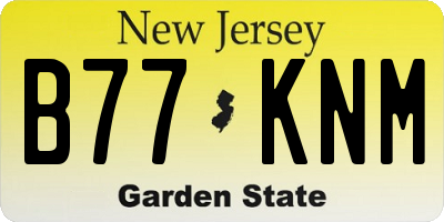 NJ license plate B77KNM
