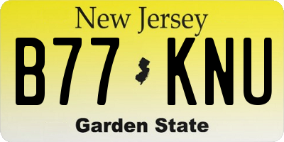 NJ license plate B77KNU