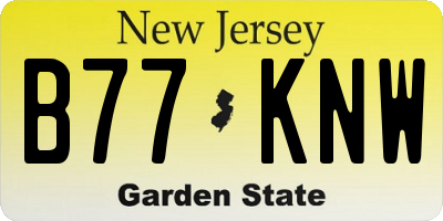 NJ license plate B77KNW