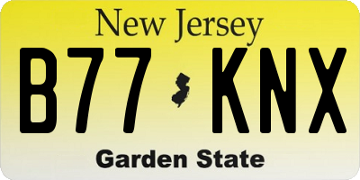 NJ license plate B77KNX