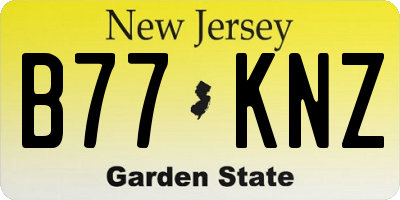 NJ license plate B77KNZ
