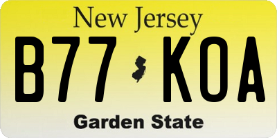 NJ license plate B77KOA
