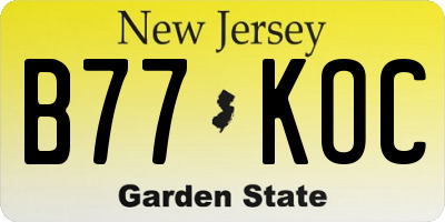 NJ license plate B77KOC