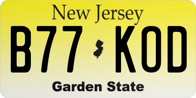 NJ license plate B77KOD
