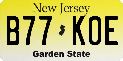 NJ license plate B77KOE