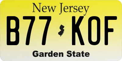 NJ license plate B77KOF