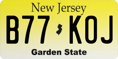 NJ license plate B77KOJ